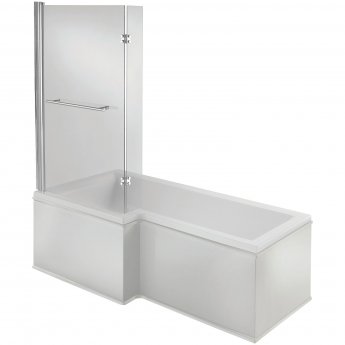 Signature Breeze Supercast L-Shaped Shower Bath 1700mm x 700mm/850mm with Hinged Screen
