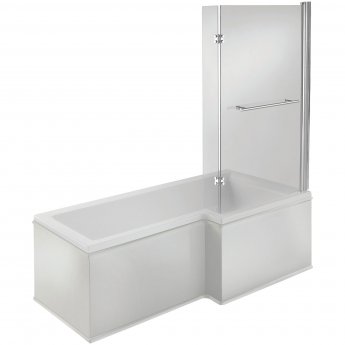 Signature Breeze Supercast L-Shaped Shower Bath 1700mm x 700mm/850mm with Hinged Screen