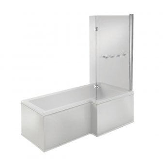 Signature Hermes L-Shaped Shower Bath with Front Panel and Screen 1700mm x 700mm/850mm Right Handed