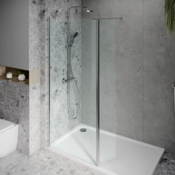 Signature Horizon Wetroom Glass Shower Screen 1920mm H x 800mm W - Silver | Product Image