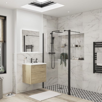 Signature Icon Black Wet Room Screen 700mm Wide - 8mm Glass