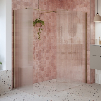 Signature Icon Fluted Brushed Bronze 1950mm High Wet Room Glass Shower Screen
