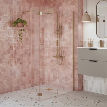 Signature Icon Brushed Bronze 1950mm High Wet Room Glass Shower Screen