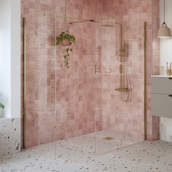 Signature Icon Brushed Bronze 1950mm High Wet Room Glass Shower Screen