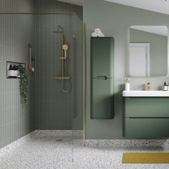 Signature Icon Brushed Brass 1950mm High Wet Room Glass Shower Screen