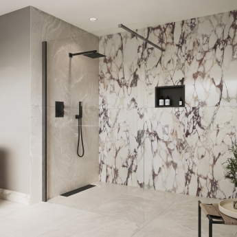 Signature Icon Gunmetal 1950mm High Wet Room Glass Shower Screen | Product Image