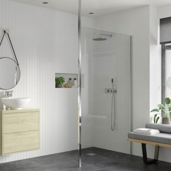 Signature Icon Wet Room Screen and Floor to Ceiling Pole 900mm Wide - 8mm Glass