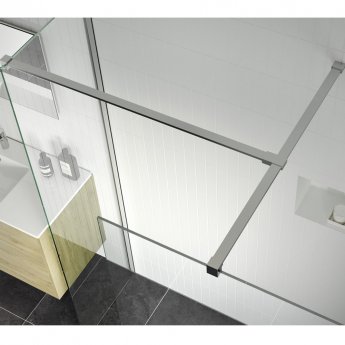 Signature Icon Wet Room Screen with Support Bar 900mm Wide - 8mm Glass