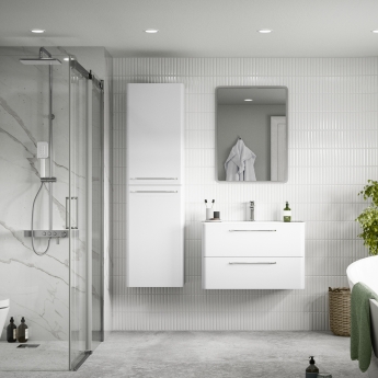 Signature Kalmar Wall Hung 2-Door Tall Unit 454mm Wide - White Gloss | Product Image