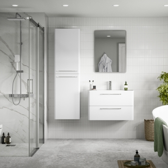 Signature Kalmar Wall Hung 2-Drawer Vanity Unit with Basin 810mm Wide - White Gloss | Product Image