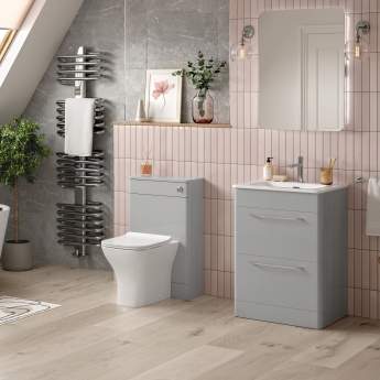 Signature Kalmar Floor Standing 2-Drawer Vanity Unit with Basin 610mm Wide - Grey Gloss | Product Image