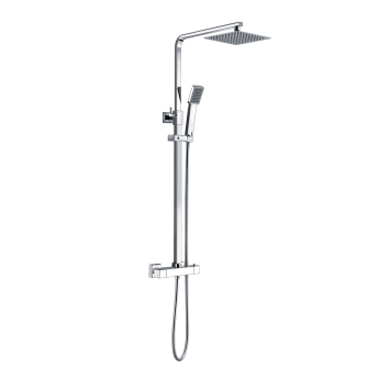 Signature Kube Square Thermostatic Bar Mixer Shower with Shower Kit + Fixed Head - Chrome | Product Image