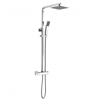Signature Kube Square Thermostatic Bar Mixer Shower with Shower Kit + Fixed Head - Chrome