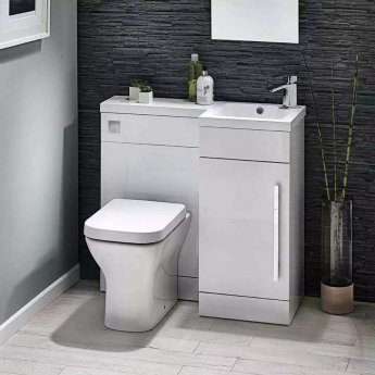 Orbit Lili Bathroom Furniture Pack with Basin and Toilet 900mm Wide Gloss White - RH