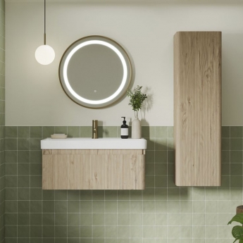 Signature Lucille Wall Hung 1-Drawer Vanity Unit with Basin 500mm Wide - Textured Oak