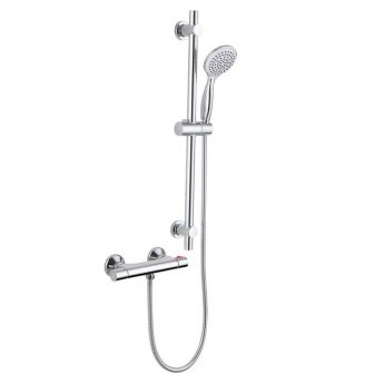 Signature Lunea Thermostatic Bar Mixer Shower with Adjustable Shower Riser Kit - Chrome