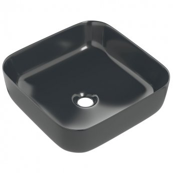 Signature Olmec Square Countertop Basin with Unslotted Waste 390mm Wide 0 Tap Hole - Matt Black