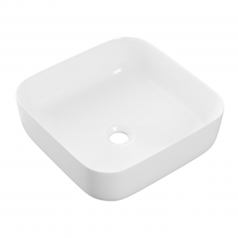 Signature Olmec Square Countertop Basin with Unslotted Waste 390mm Wide 0 Tap Hole - Matt White