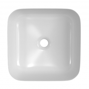 Signature Olmec Square Countertop Basin with Unslotted Waste 390mm Wide 0 Tap Hole - Matt White