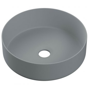 Signature Olmec Round Countertop Basin with Unslotted Waste 360mm Wide 0 Tap Hole - Matt Grey