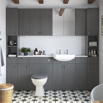 Signature Malmo Wall Hung 2-Door Storage Unit 600mm Wide - Grey Ash