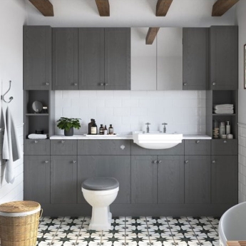 Signature Malmo Floor Standing 2-Door Vanity Unit 600mm Wide - Grey Ash