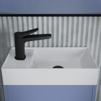 Signature Helsinki Floor Standing 1-Door Vanity Unit with Basin 410 Wide - Matt Misty Blue | Product Image