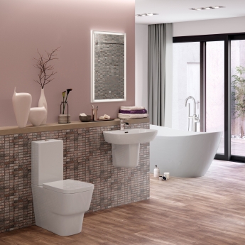 Signature Maya Back to Wall Close Coupled Toilet with Push Button Cistern - Soft Close Seat | Product Image