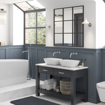 Signature Mineral Sit-On Countertop Basin 460mm Wide 0 Tap Hole - White