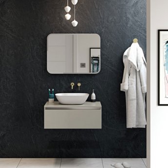 Signature Mineral Sit-On Countertop Basin 460mm Wide 0 Tap Hole - White