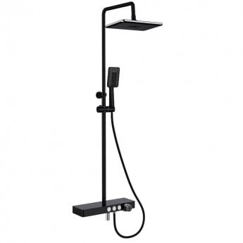 Vema Thermostatic Complete Mixer Shower with Integrated Shelf - Black