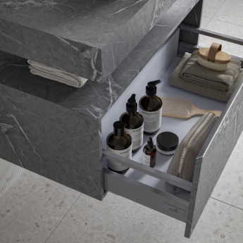 Signature Grove Wall Hung Storage Unit 800mm Wide - Grey Marble