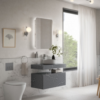 Signature Grove Wall Hung Storage Unit 800mm Wide - Grey Marble