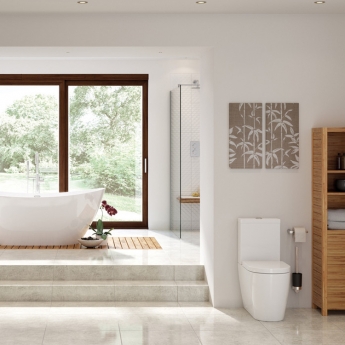 Signature Nazca Close Coupled Back To Wall Rimless Toilet with Push Button Cistern - Soft Close Seat