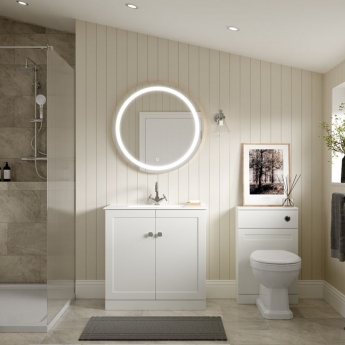 Signature Nouveau Floor Standing 2-Door Vanity Unit with Basin 615mm Wide - Matt White