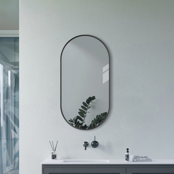 Signature Olivia Oblong Bathroom Mirror 800mm H x 400mm W - Matt Black