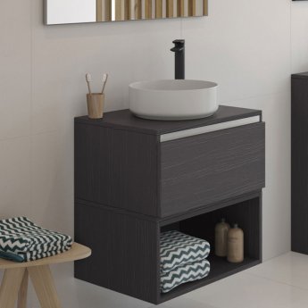 Signature Olmec Round Countertop Basin with Unslotted Waste 360mm Wide 0 Tap Hole - Matt White