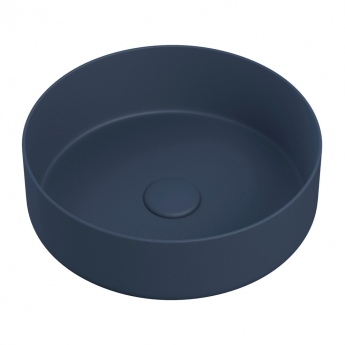 Signature Olmec Round Countertop Basin with Unslotted Waste 355mm Wide 0 Tap Hole - Matt Deep Blue
