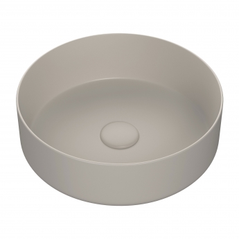 Signature Olmec Round Countertop Basin with Unslotted Waste 360mm Wide 0 Tap Hole - Matt Latte
