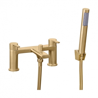 Signature Onyx Bath Shower Mixer Tap with Shower Kit - Brushed Brass