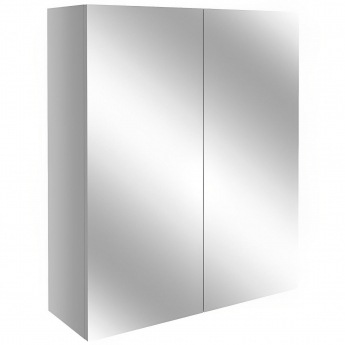 Signature Oslo 2-Door Mirrored Bathroom Cabinet 600mm Wide - Light Grey Gloss