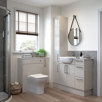 Signature Oslo Floor Standing 1-Door Slim Base Unit 300mm Wide - Light Grey Gloss