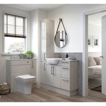 Signature Oslo Floor Standing 2-Door Tall Unit 300mm Wide - Light Grey Gloss