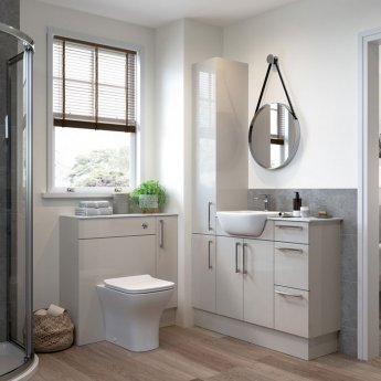 Signature Oslo Floor Standing 1-Door Toilet Roll Unit 200mm Wide - Light Grey Gloss