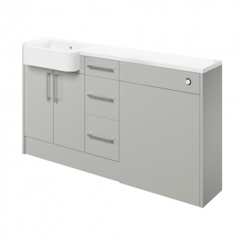 Signature Oslo LH 3-Drawer Combination Unit with Basin 1542mm Wide - Light Grey Gloss | Product Image
