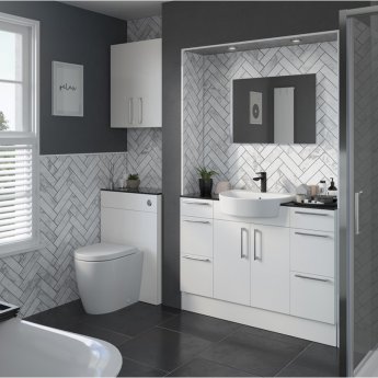 Signature Oslo Floor Standing 2-Door Vanity Unit 600mm Wide - White Gloss