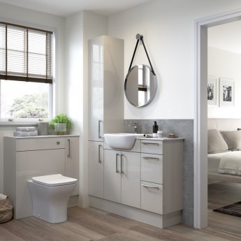 Signature Oslo Floor Standing 2-Door Slim Vanity Unit 600mm Wide - Light Grey Gloss