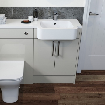 Signature Oslo Floor Standing 2-Door Slim Vanity Unit 500mm Wide - Light Grey Gloss