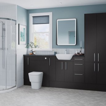 Signature Oslo Floor Standing 2-Door Slim Vanity Unit 600mm Wide - Matt Graphite Grey