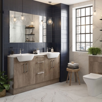 Signature Oslo Floor Standing 2-Door Slim Vanity Unit 600mm Wide - Nebraska Oak